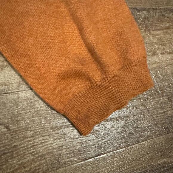 Pronto Uomo XL Burnt Orange V-Neck Sweater Cotton Cashmere Pullover Casual READ - Picture 4 of 11